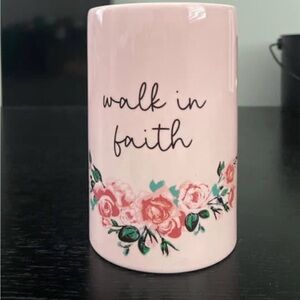 Walk in Faith Inspirational Floral Desk Cup